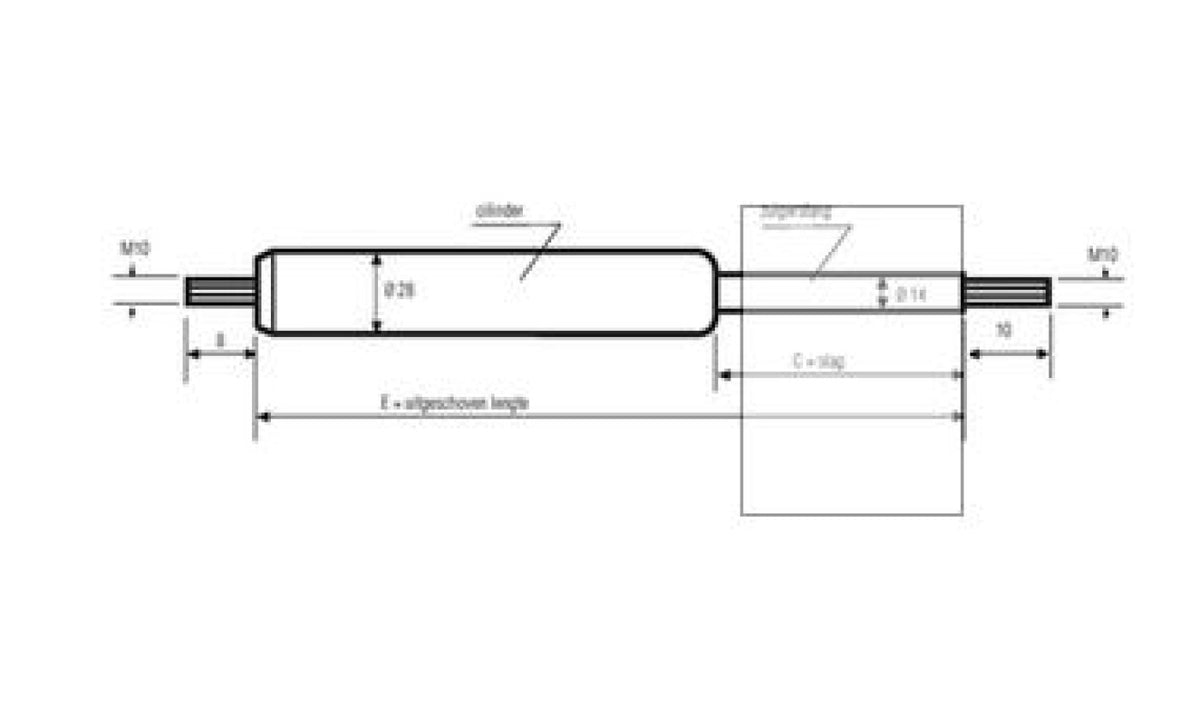 BÜNTE Gasfeder 14/28, 1000 N, 355 mm, 150 mm Hub | BT210205 BÜNTE Gasfeder 14/28, 1000 N, 355 mm, 150 mm Hub | BT210205