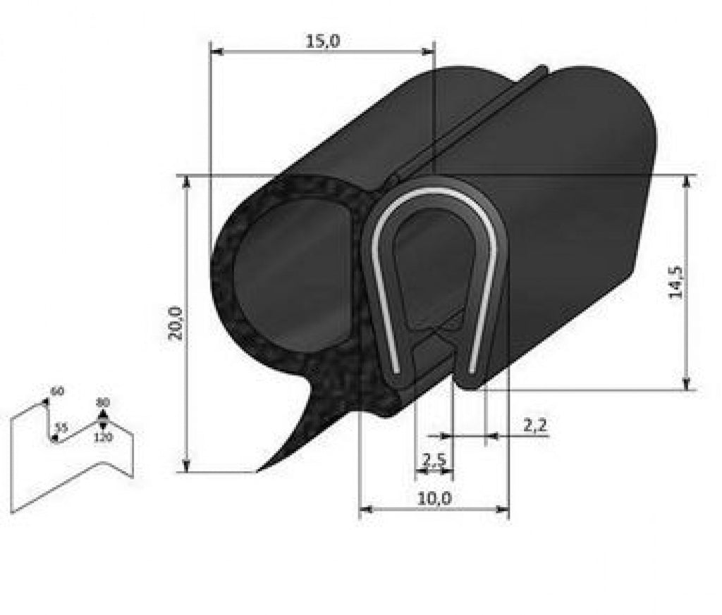 Rubber deurafdichtingsprof. 1-4 mm kraal