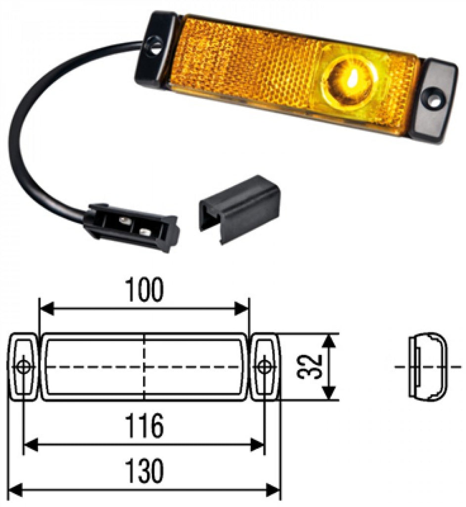 LED Zijmark. Hella 12V Quick link Oranje