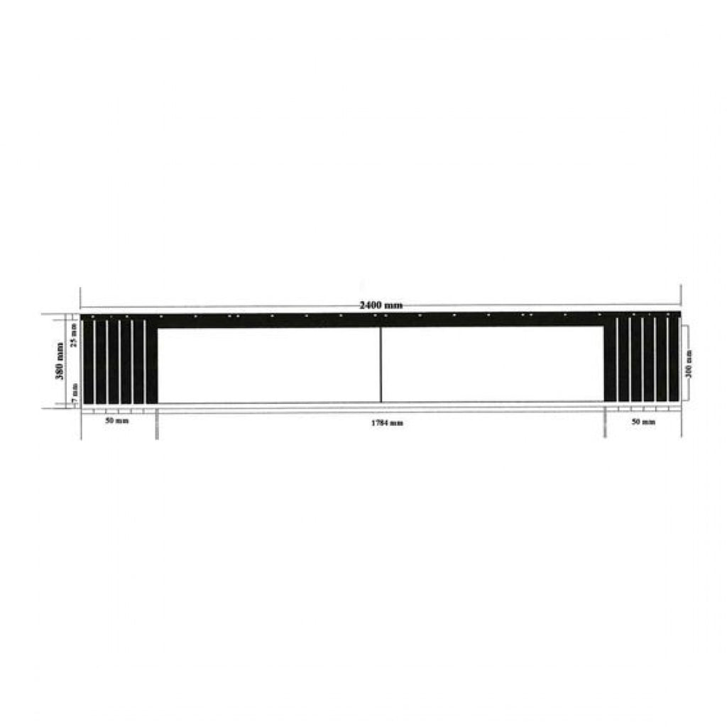 Spatlap 2500x380mm 2-delig zwart